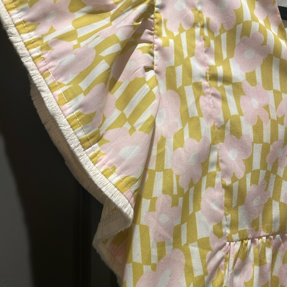 THML Womens Dress in Yellow with Pink flowers - Picture 3 of 3